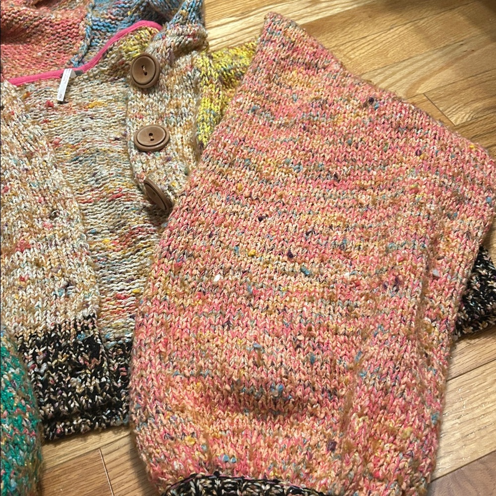 Free People Vibe Check Rainbow Multicolor Hoodie. Hooded knit cardigan. Small - Picture 8 of 10